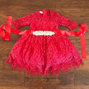 Trish Scully Bella Rafaela Crimson dress and belt